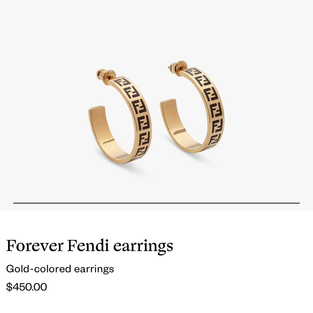 Forever Fendi Earrings (Fendi logo gold hoops)